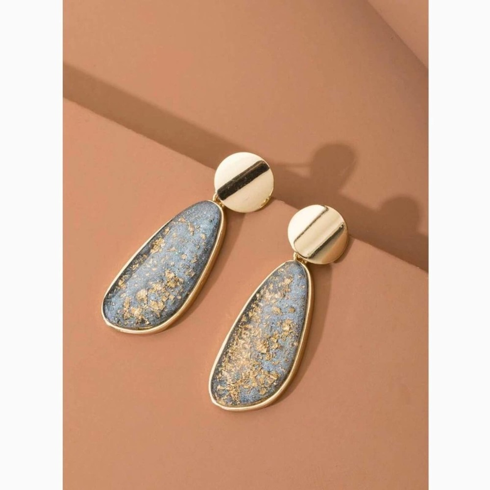Anthropologie Blue and Gold Drop Earrings
